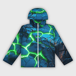 Ветровка с капюшоном женская Разлом зеленых плит, цвет: 3D-белый