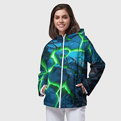 Ветровка с капюшоном женская Разлом зеленых плит, цвет: 3D-белый — фото 2