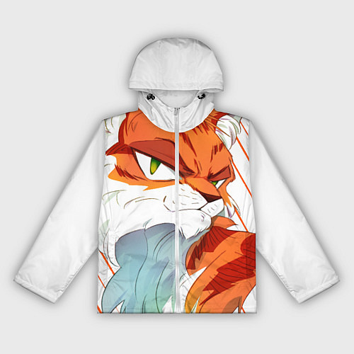Женская ветровка Рыжий хитрый мультяшный кот / 3D-Белый – фото 1