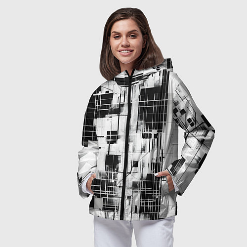 Женская ветровка Кибер Сетка гранж / 3D-Черный – фото 3