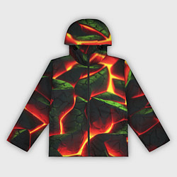 Ветровка с капюшоном женская Зеленые плиты и лава, цвет: 3D-черный