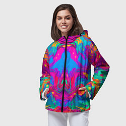 Ветровка с капюшоном женская Красочная зеркальная абстракция - мода - нейросеть, цвет: 3D-черный — фото 2