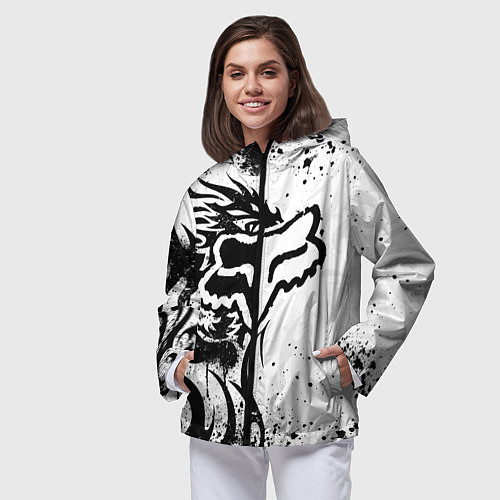 Женская ветровка Fox motocross - белый дракон / 3D-Черный – фото 3