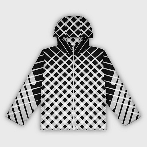 Женская ветровка Черно-белые ромбы и клетки / 3D-Белый – фото 1