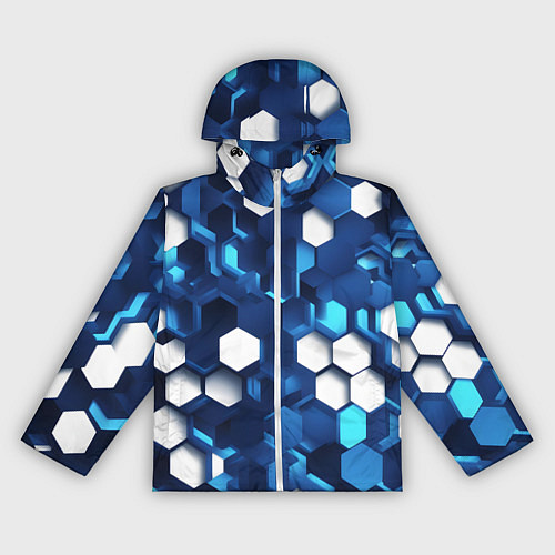 Женская ветровка Cyber hexagon Blue / 3D-Белый – фото 1