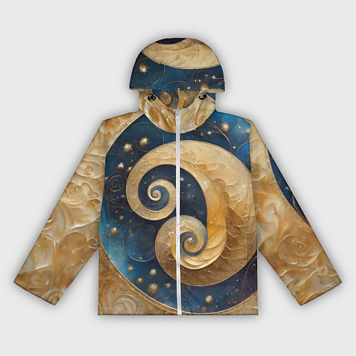 Женская ветровка Синий золотой декоративный орнамент / 3D-Белый – фото 1