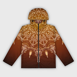 Ветровка с капюшоном женская Большая костяная мандала, цвет: 3D-черный