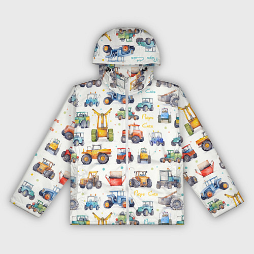 Женская ветровка Акварельные тракторы - детский паттерн / 3D-Белый – фото 1