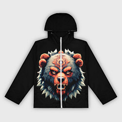 Ветровка с капюшоном женская С разъяренным медведем, цвет: 3D-белый