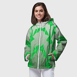 Ветровка с капюшоном женская Растительный паттерн, цвет: 3D-белый — фото 2