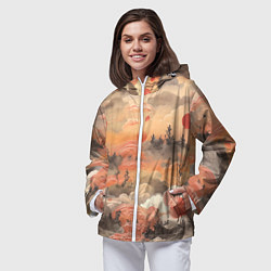 Ветровка с капюшоном женская Japen pattern, цвет: 3D-белый — фото 2