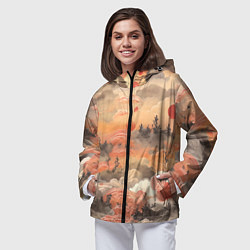 Ветровка с капюшоном женская Japen pattern, цвет: 3D-черный — фото 2