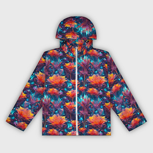 Женская ветровка Футуристические цветы узор / 3D-Белый – фото 1