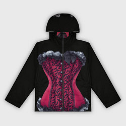 Ветровка с капюшоном женская Красный кружевной корсет в викторианском стиле, цвет: 3D-черный