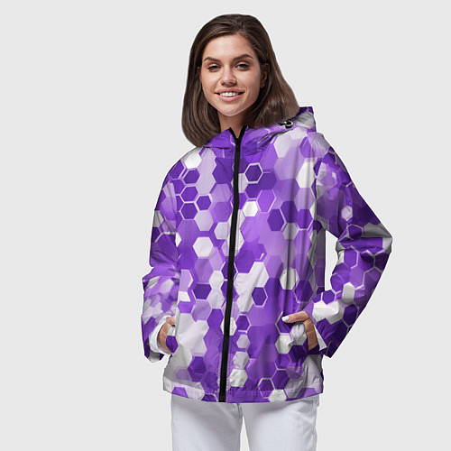 Женская ветровка Кибер Hexagon Фиолетовый / 3D-Черный – фото 3