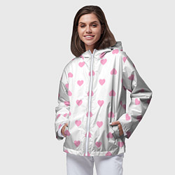 Ветровка с капюшоном женская Просто сердечки, цвет: 3D-белый — фото 2