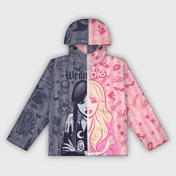 Ветровка с капюшоном женская Барби и Уэнсдей - мои две личности: в стиле тату, цвет: 3D-белый