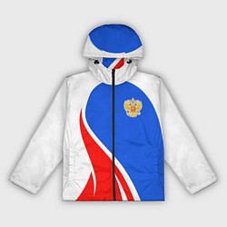 Ветровка с капюшоном женская Герб РФ - white sport, цвет: 3D-черный