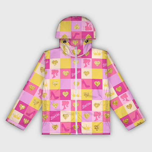 Женская ветровка Барби: желтые и розовые квадраты паттерн / 3D-Белый – фото 1