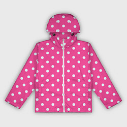Ветровка с капюшоном женская Горошек в цвете Барби, цвет: 3D-белый