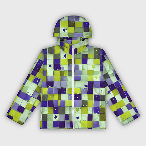 Женская ветровка Ретро квадраты болотные / 3D-Белый – фото 1