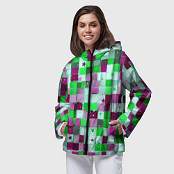 Ветровка с капюшоном женская Ретро Квадраты, цвет: 3D-черный — фото 2