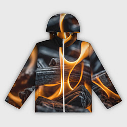 Ветровка с капюшоном женская Дрова в костре - нейросеть, цвет: 3D-белый