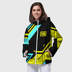 Ветровка с капюшоном женская Pubg geometry game, цвет: 3D-белый — фото 2