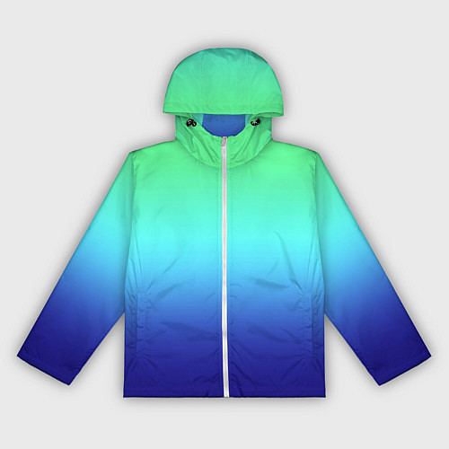 Женская ветровка Градиент зелёно-синий / 3D-Белый – фото 1