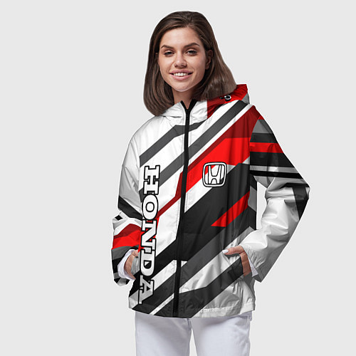 Женская ветровка Honda - red and white / 3D-Черный – фото 3