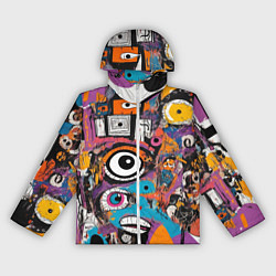 Ветровка с капюшоном женская Глаз в смеси современных искусств - абстракционизм, цвет: 3D-белый