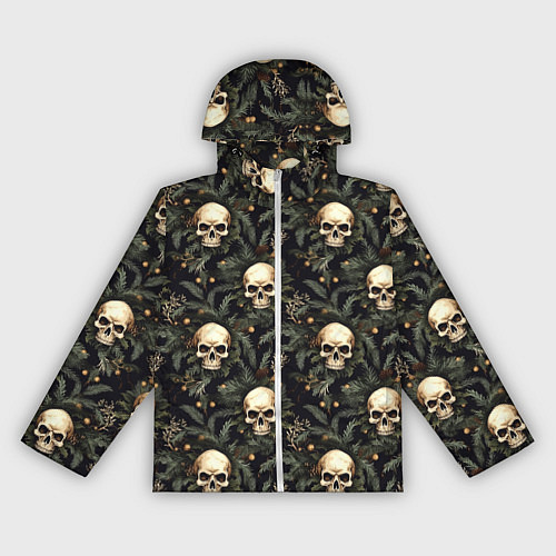 Женская ветровка Череп, шишки и хвойные ветки / 3D-Белый – фото 1