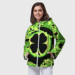 Ветровка с капюшоном женская Черный клевер кислотный, цвет: 3D-белый — фото 2