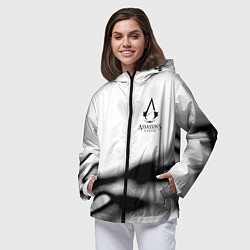 Ветровка с капюшоном женская Assassins Creed logo texture, цвет: 3D-черный — фото 2