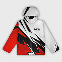 Ветровка с капюшоном женская N7 mass effect - white and red, цвет: 3D-белый