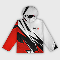 Ветровка с капюшоном женская N7 mass effect - white and red, цвет: 3D-черный