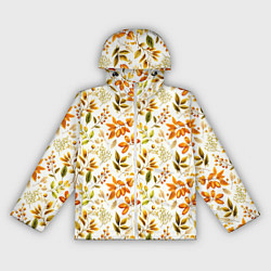 Ветровка с капюшоном женская Осенние листья и желуди, цвет: 3D-белый