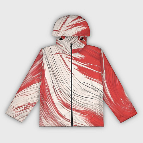 Женская ветровка Абстракция красно-белая / 3D-Черный – фото 1