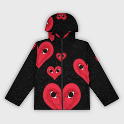 Ветровка с капюшоном женская Космические сердца, цвет: 3D-черный