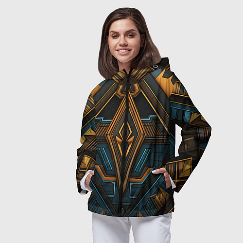 Женская ветровка Орнамент с ромбами в египетском стиле / 3D-Черный – фото 3