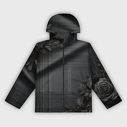 Ветровка с капюшоном женская Серо-черная шотландская клетка и цветы, цвет: 3D-черный
