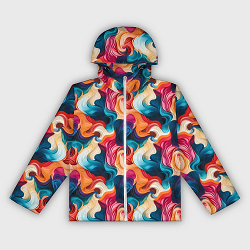 Женская ветровка Паттерн абстрактные разноцветные волны / 3D-Белый – фото 1