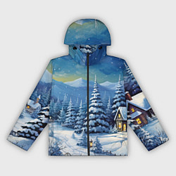 Ветровка с капюшоном женская Новогодние елки в снегу, цвет: 3D-черный