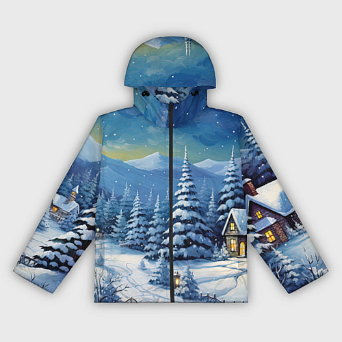 Женская ветровка Новогодние елки в снегу / 3D-Черный – фото 1