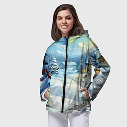 Ветровка с капюшоном женская Зима новый год, цвет: 3D-черный — фото 2