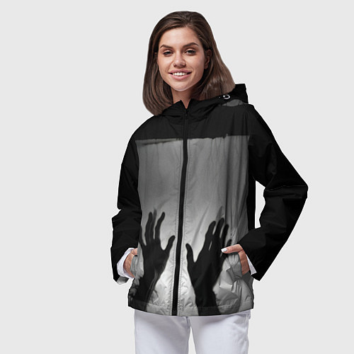 Женская ветровка Руки зомби в ночном тумане / 3D-Черный – фото 3