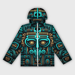 Ветровка с капюшоном женская Орнамент в ацтекском стиле, цвет: 3D-белый