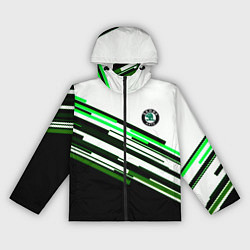Ветровка с капюшоном женская Skoda sport stripes line, цвет: 3D-черный