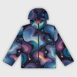 Ветровка с капюшоном женская Космические волны и звездная пыль, цвет: 3D-черный
