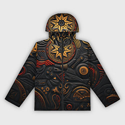 Ветровка с капюшоном женская Абстрактный узор в славянской стилистике, цвет: 3D-черный